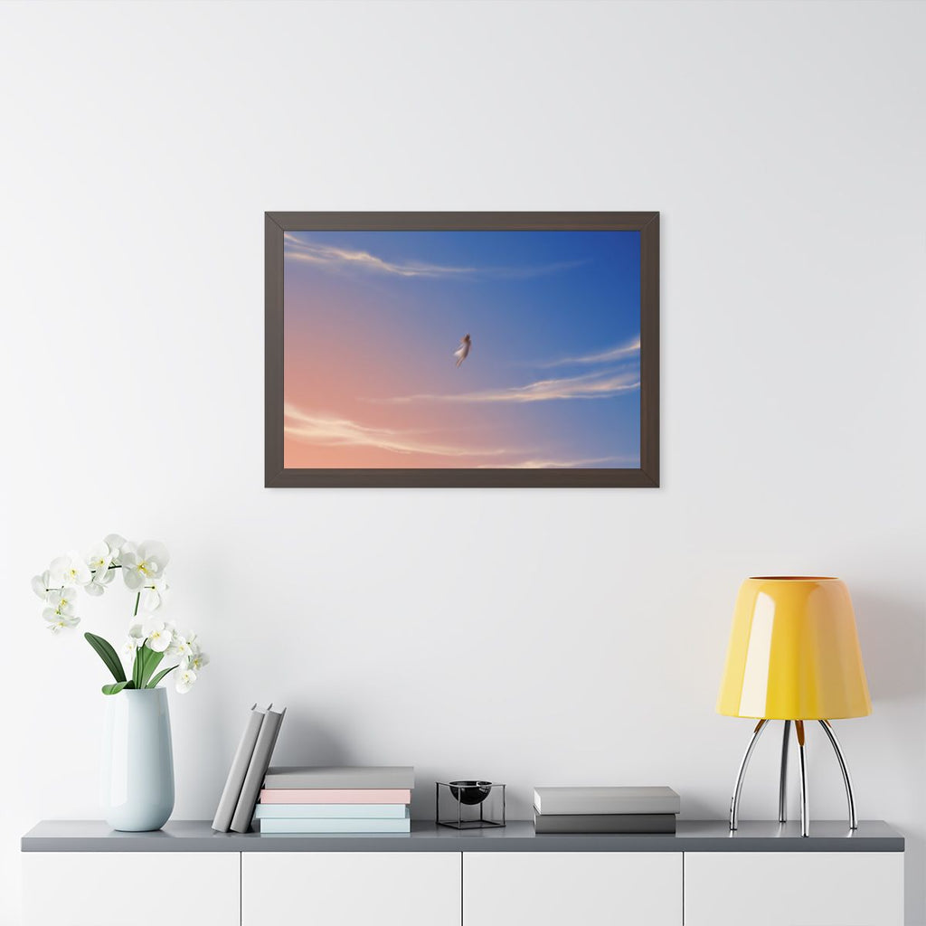 Framed Horizontal Poster - Horizon Sky Calm — Walnut (14×11...