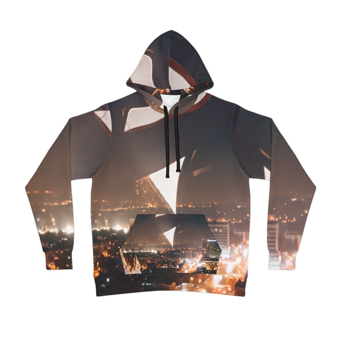 Men's Athletic Hoodie - Midnight City Skyline | Echovira...