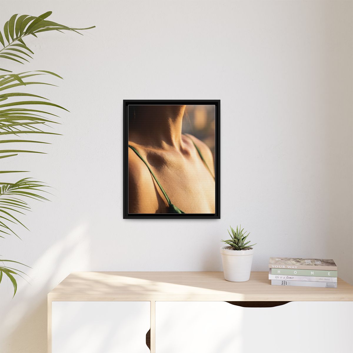 Golden Hour Matte Canvas - Framed Sunset Wall Art — Black /...