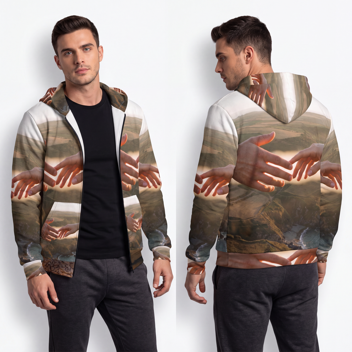 Men's Unisex Zip Hoodie - The Infinite Touch | Ethereal... |...