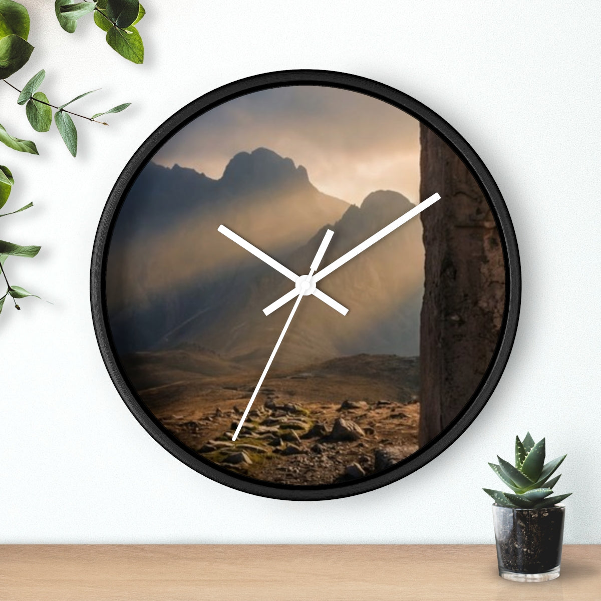 Wall Clock - Mystic Monolith Ancient Persian Mountain Art |...