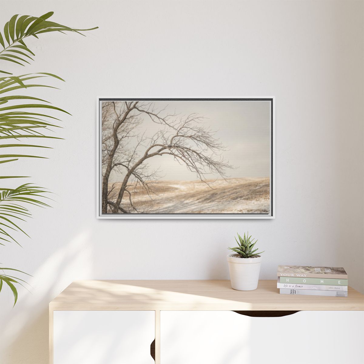 Matte Canvas, Framed - Winter Branch Solitude Landscape —......