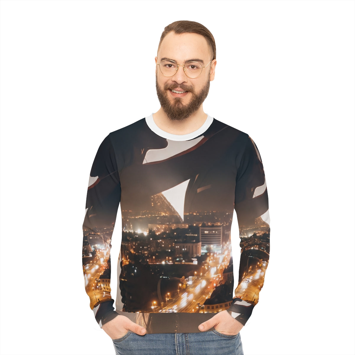 Men's Lightweight Sweatshirt - City Twilight | Echovira...