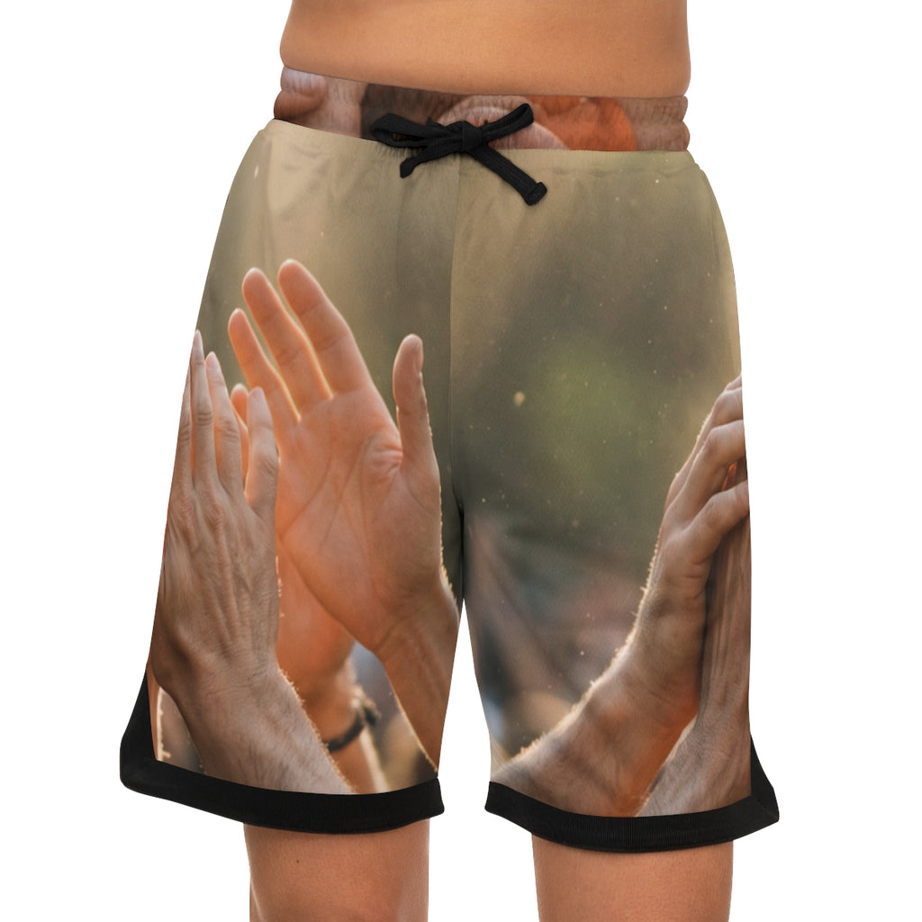Men's Basketball Rib Shorts - Golden Rays of Unity Wall Art...