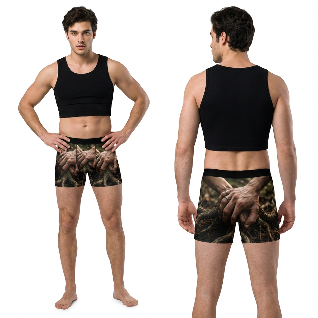 Men's Boxer Briefs with Forest Root Art
