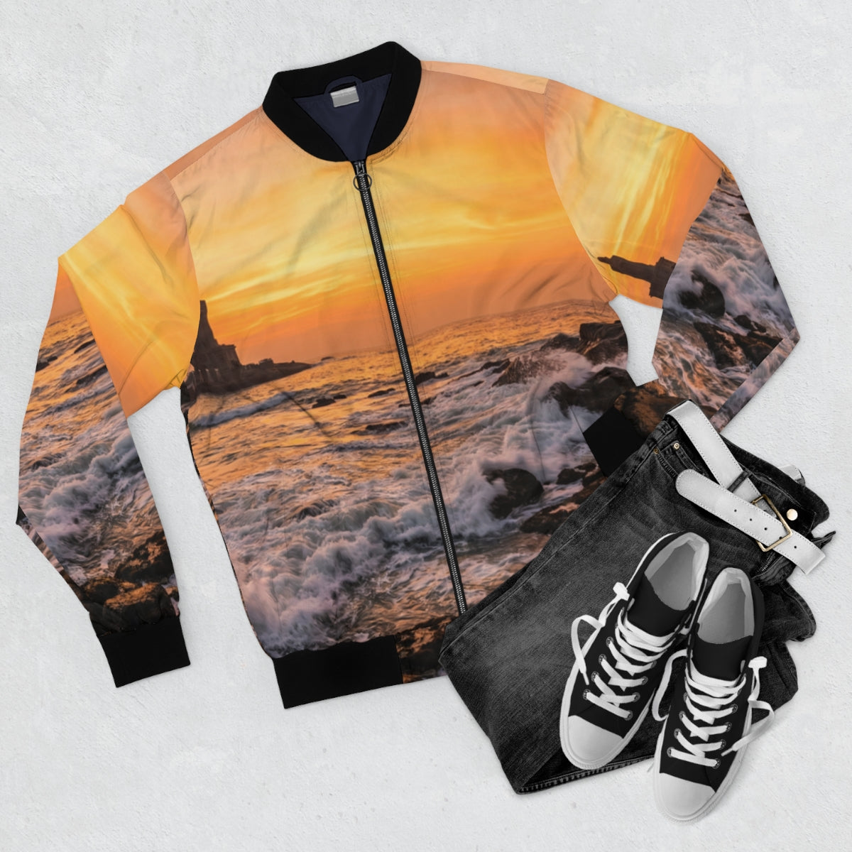 Men's Bomber Jacket - Majestic Ocean Dawn
