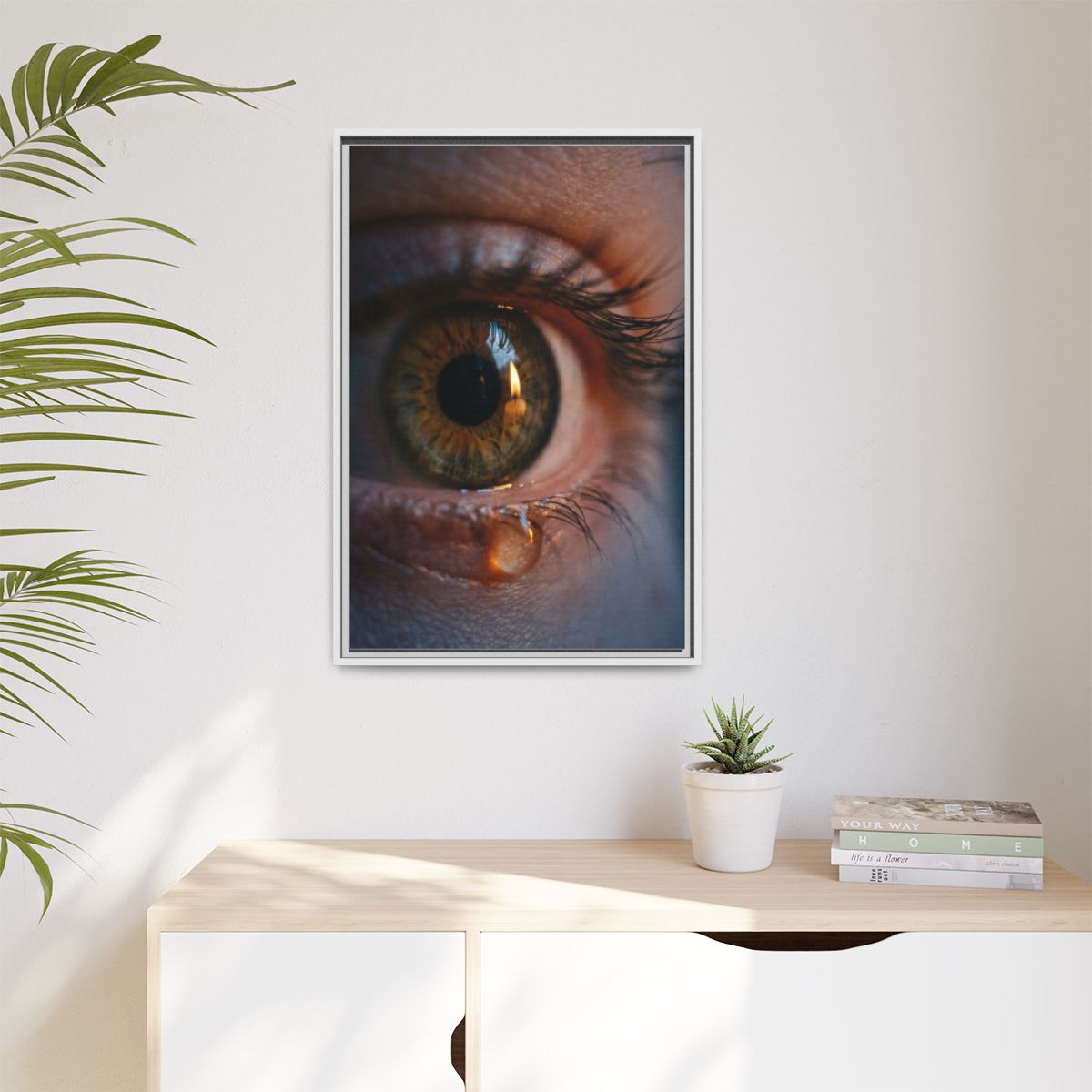 Matte Canvas, Framed - Amber Iris Reflection Fine Art Print...