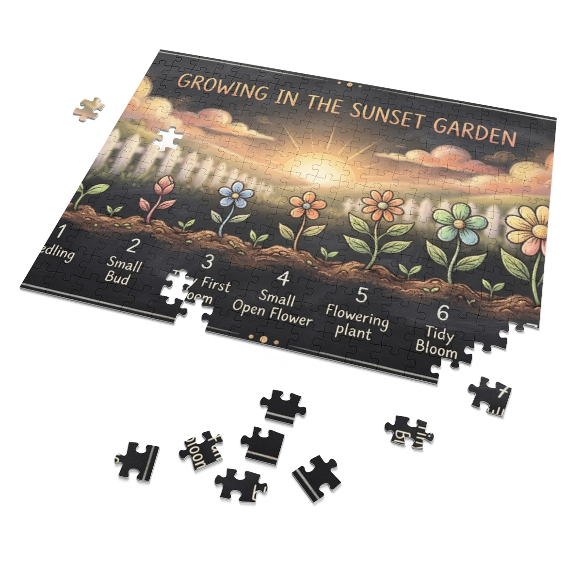 Jigsaw Puzzle with Tin - Sunset Garden Bloom (30, 110, 252...