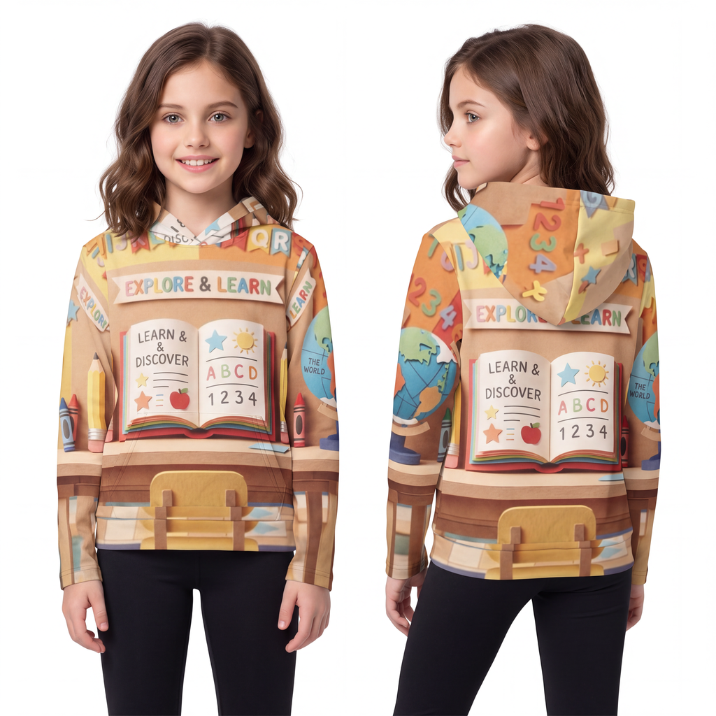 Children's Hoodie - Sunny Classroom Art | Echovira Gallery