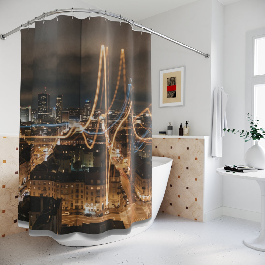 Shower Curtain - Urban Pulse City View | Echovira Gallery