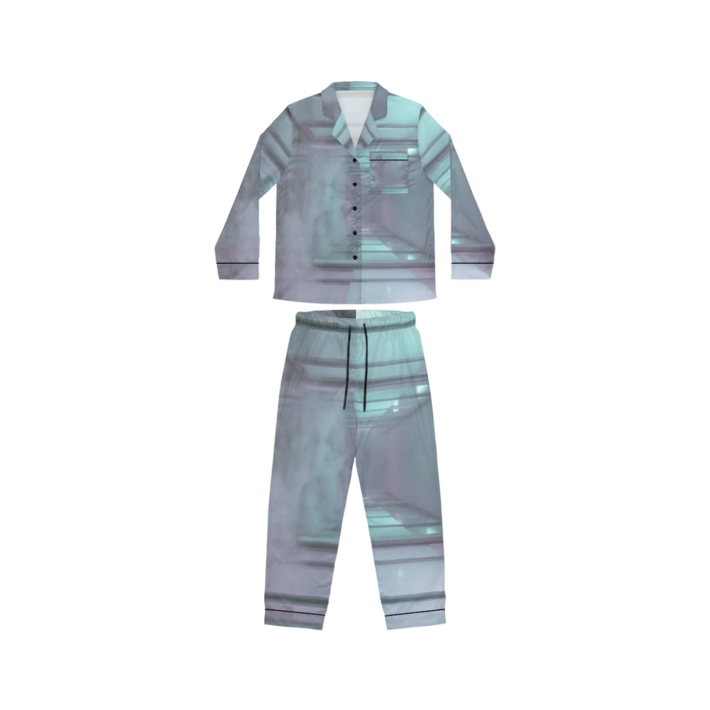 Women's Satin Pajamas - Liminal Corridor Fog Art Print |...