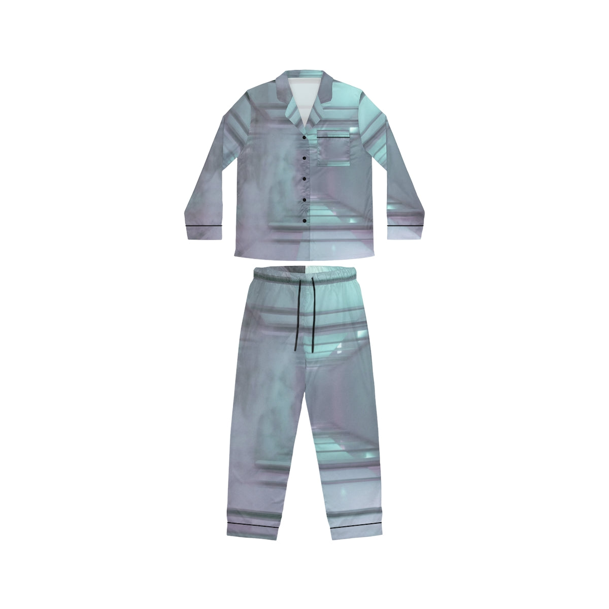 Women's Satin Pajamas - Liminal Corridor Fog Art Print |...