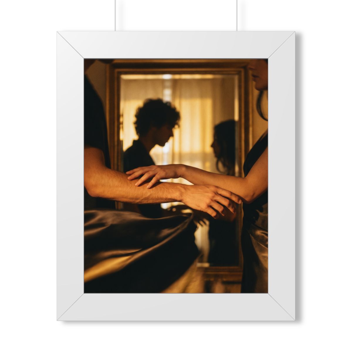 Framed Vertical Poster - Shadowed Silhouettes Romantic Art...