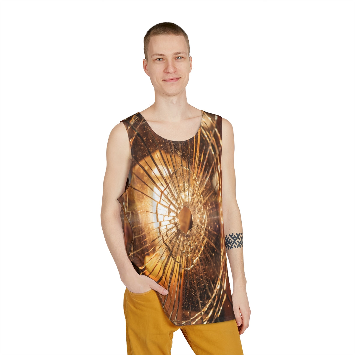 Men's Tank - Golden Fracture - Moody Broken Glass Art |...