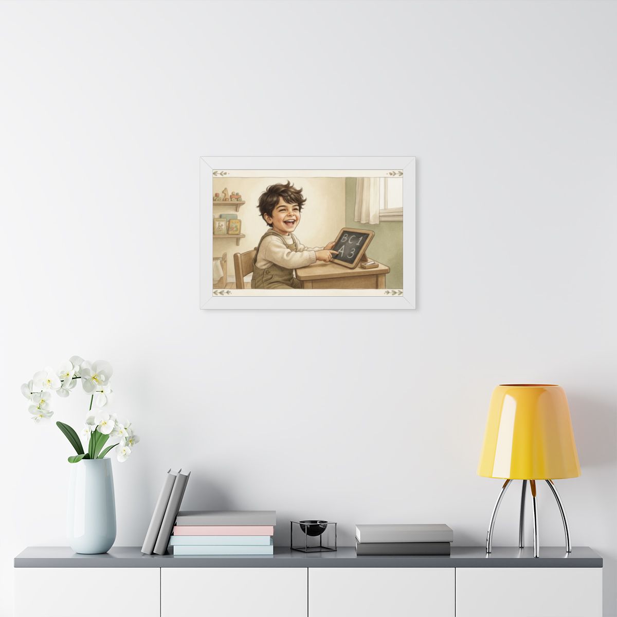 Framed Horizontal Poster - Little Scholar — White (14×11......