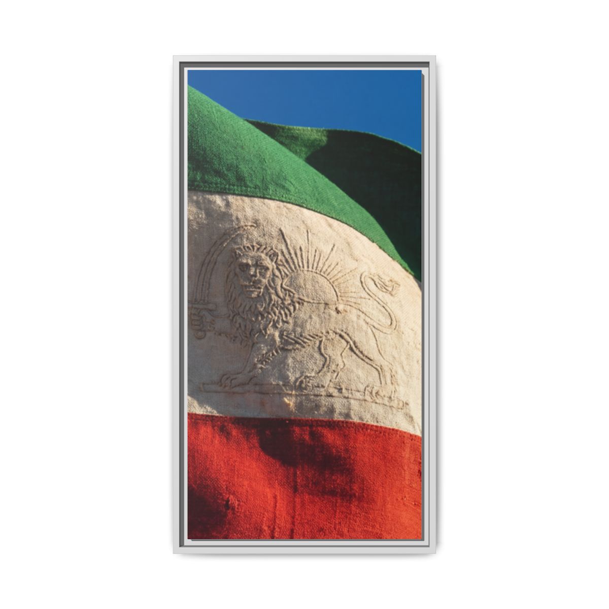 Framed Canvas Art - Distressed Flag — White / 1.25"