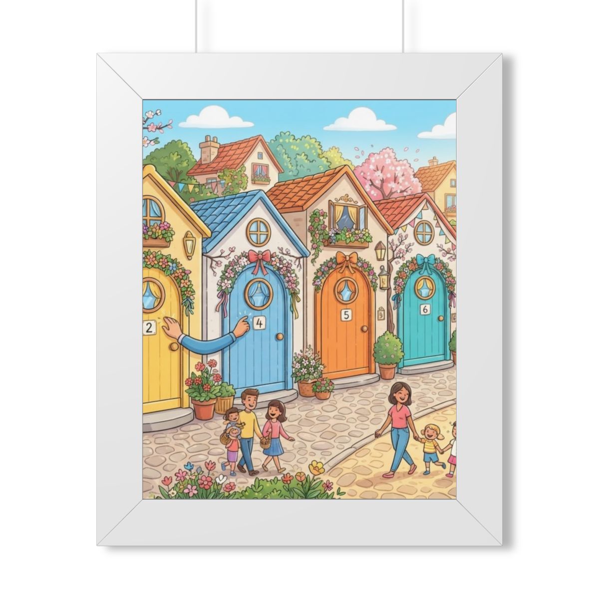 Framed Vertical Poster - Storybook Lane Gateway — White... |...