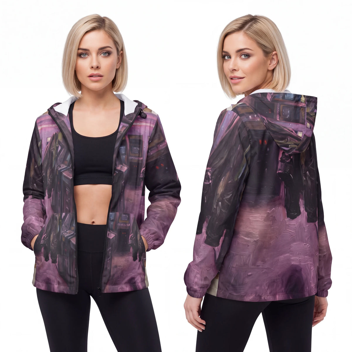Unisex Windbreaker - Neon Arcade Nights | Echovira Gallery