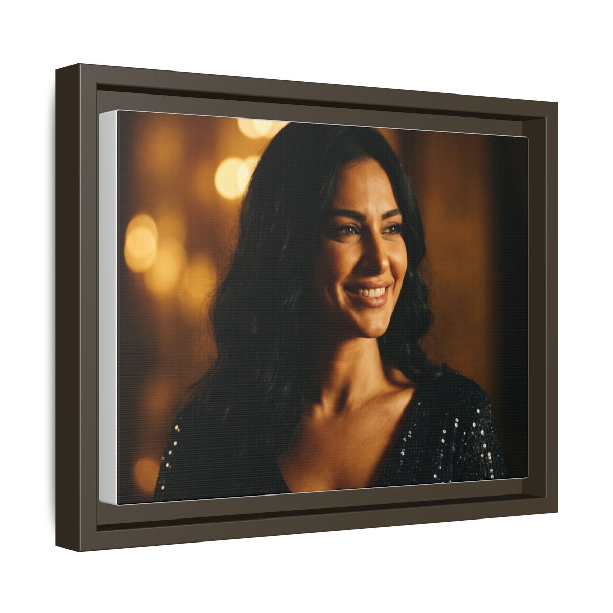 Framed Canvas Art - Golden Glamour — Espresso / 1.25"