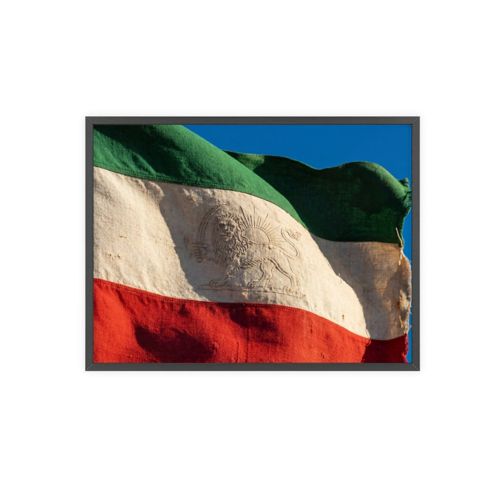 Wood Framed Poster - Vintage Flag — Landscape