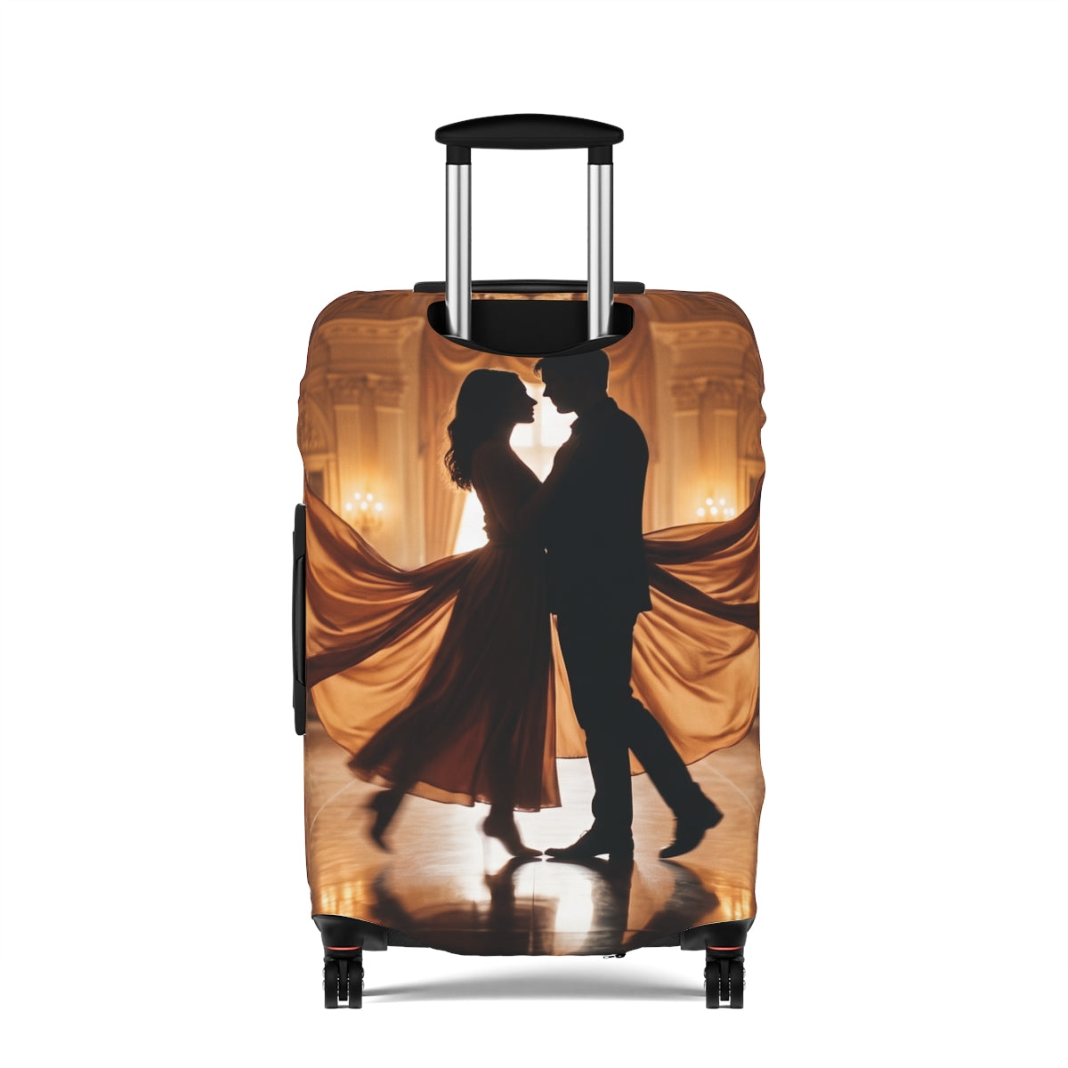 Luggage Cover - Golden Waltz Mirror Silhouette Art |...