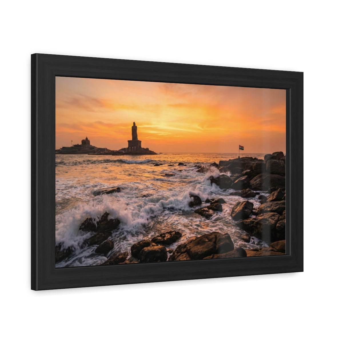 Framed Posters - Coastal Golden Glow — Landscape