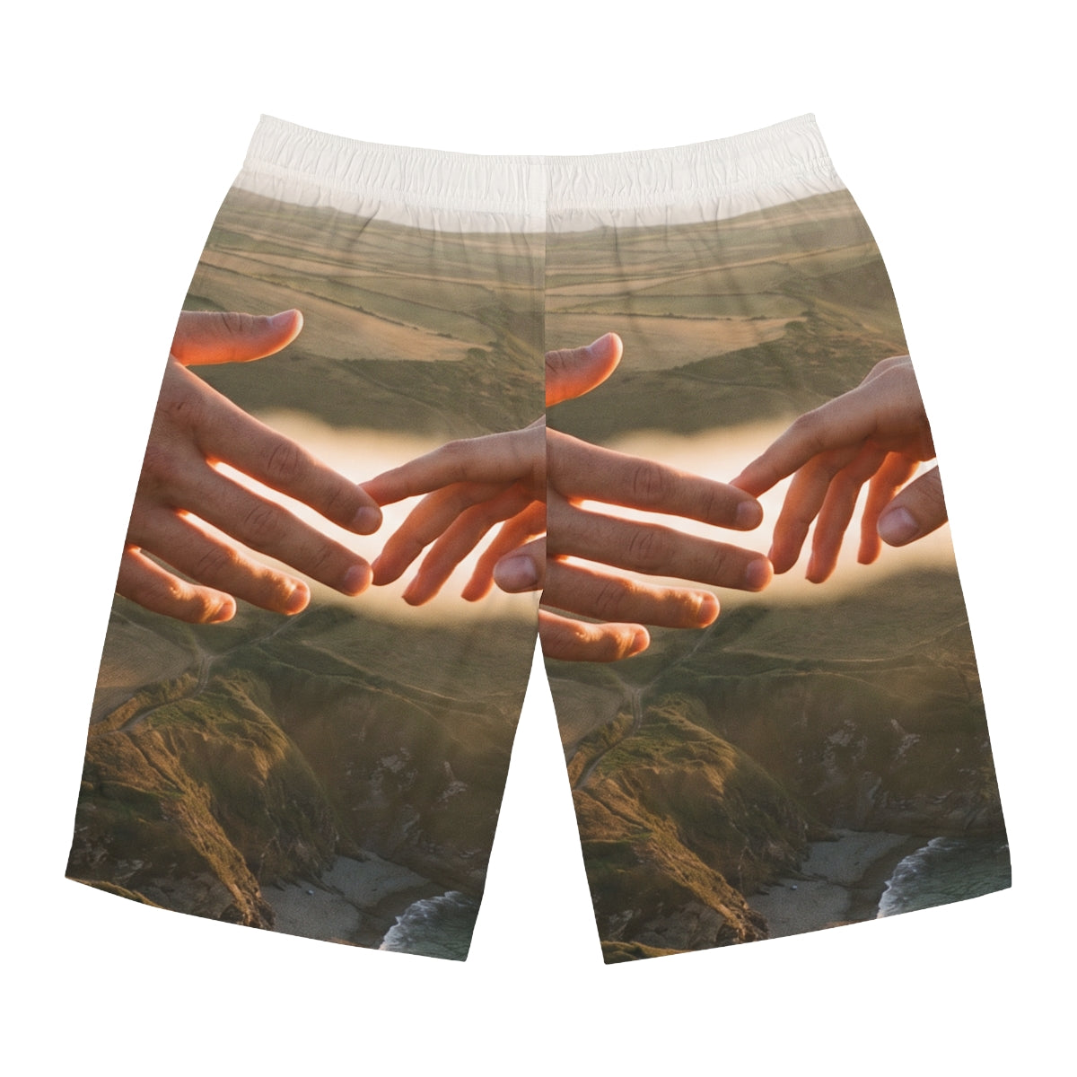 Men's Board Shorts - The Infinite Touch | Ethereal Coastal...