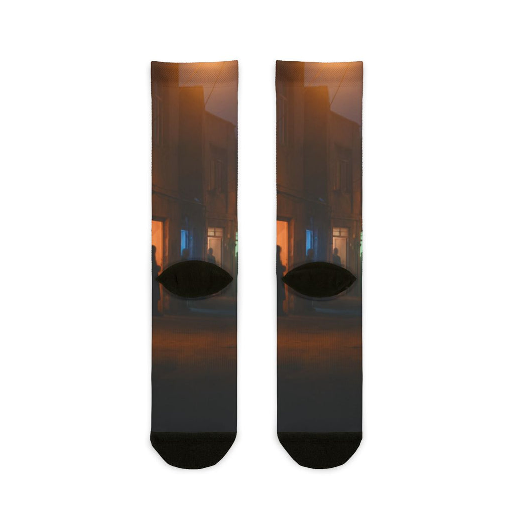 Sublimation Crew Socks - Shadowed Alleyway Mystery Art Print...