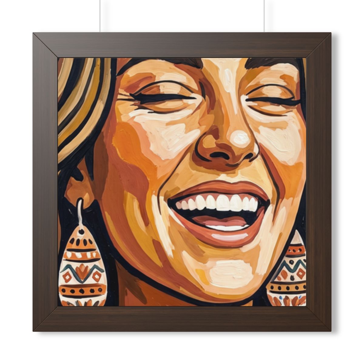 Framed Horizontal Poster - Radiant Joy Boho Pop Art Portrait...