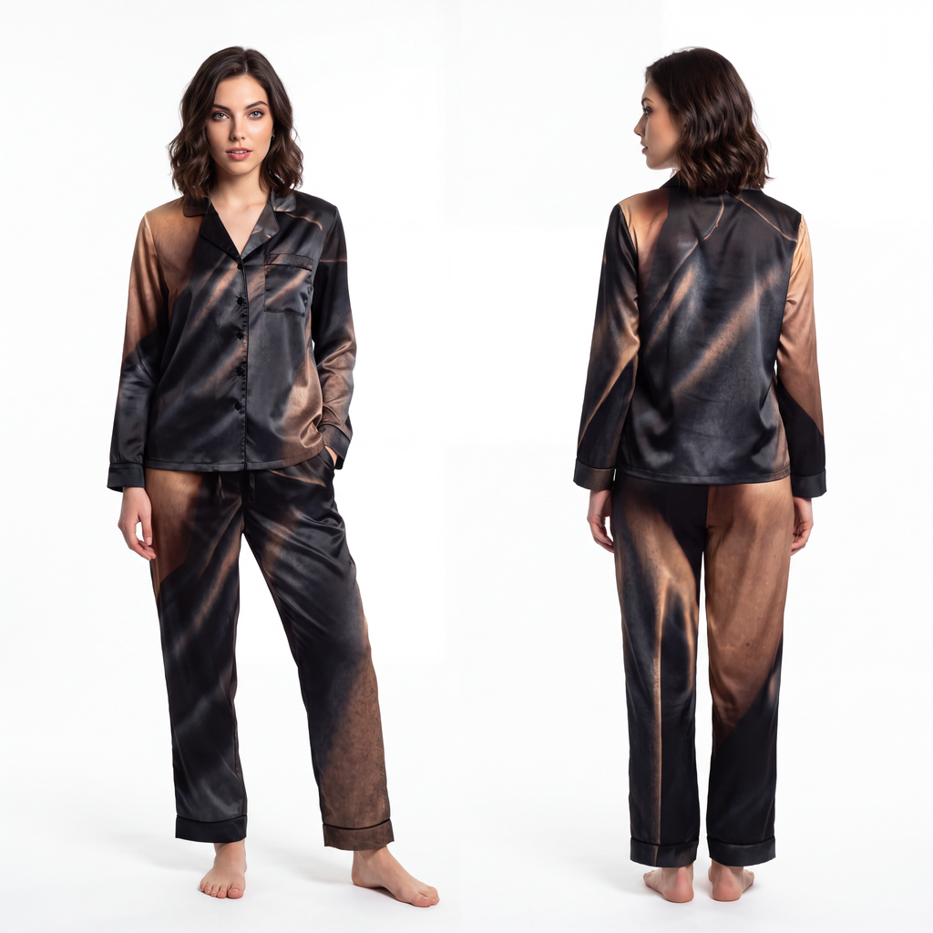 Women's Satin Pajamas - Midnight Satin Sleep Set | Echovira...