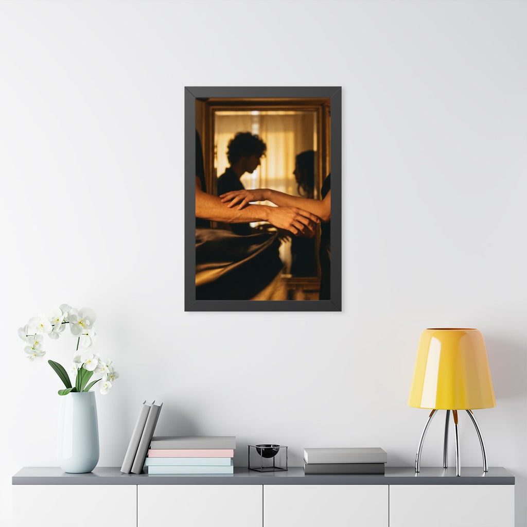 Framed Vertical Poster - Shadowed Silhouettes Romantic Art...