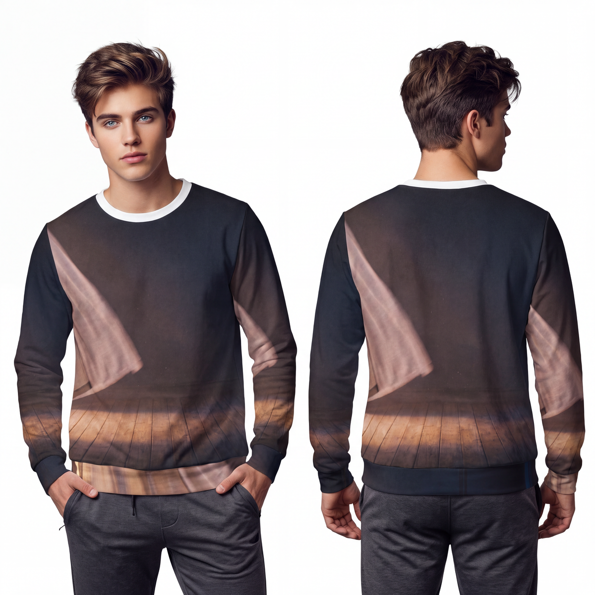 Men's Lightweight Sweatshirt - Cinematic Golden Hour Windy...