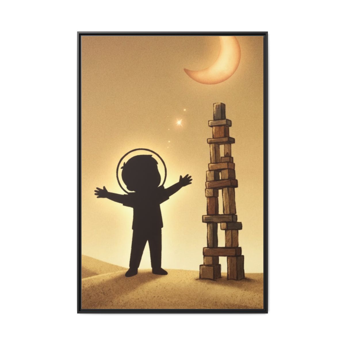 Matte Canvas, Framed - Dreaming Under Crescent Moon... |...