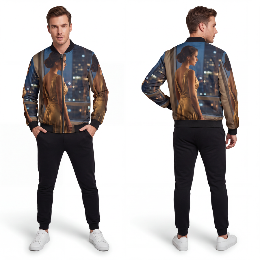 Men's Bomber Jacket - Shimmering Rainscape