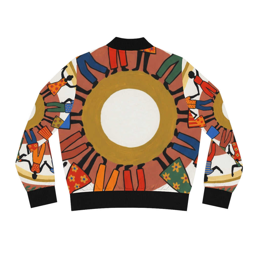 Women's Bomber Jacket - Unity Mandala Folk Art | Echovira...