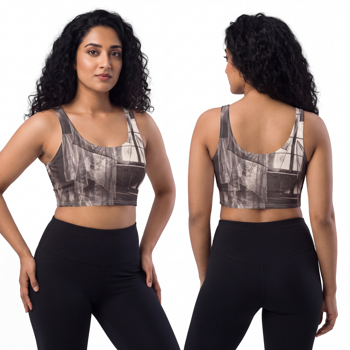 Polyester Sports Bra - Spectral Veils | Echovira Gallery