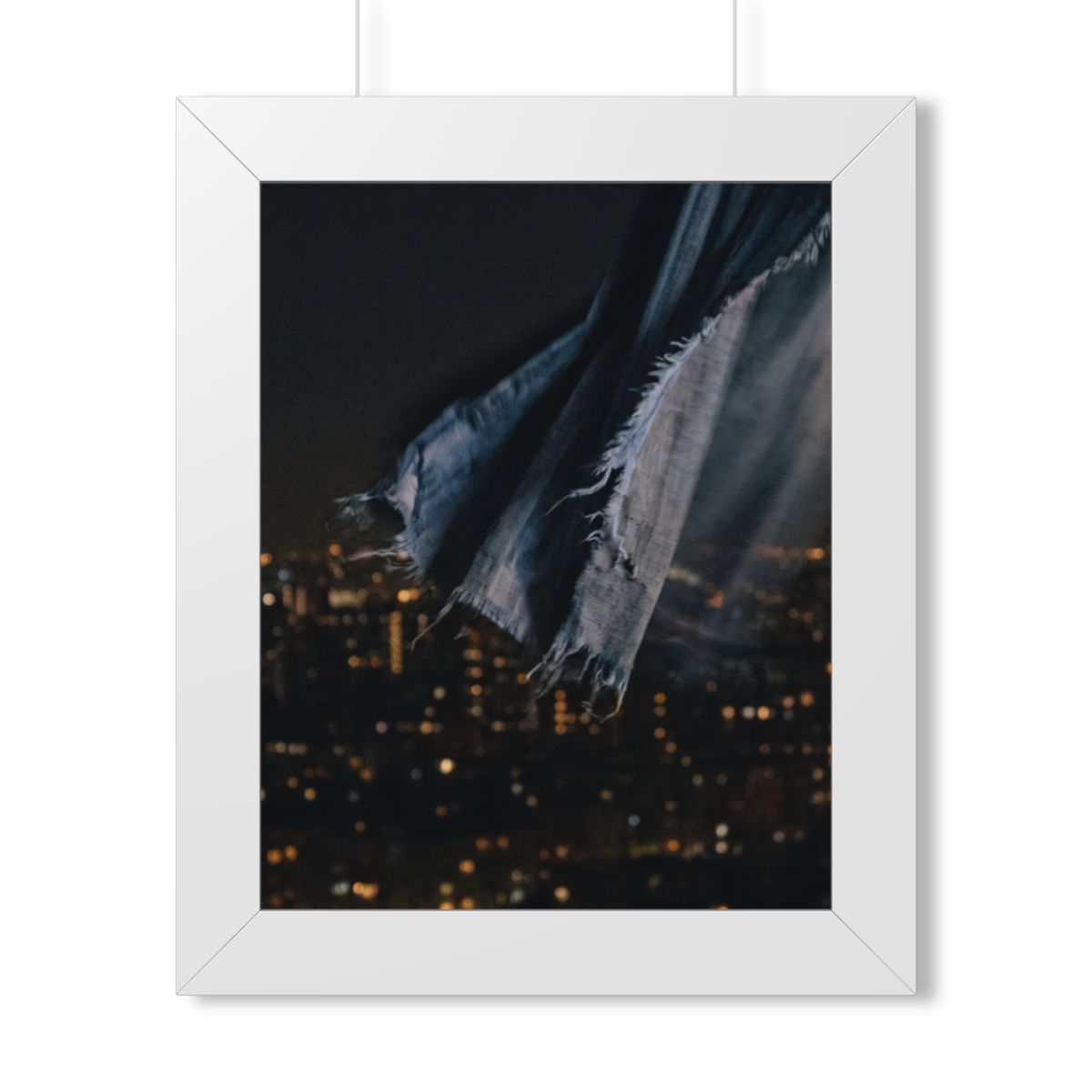 Framed Vertical Poster - City Lights Nocturne — White... |...