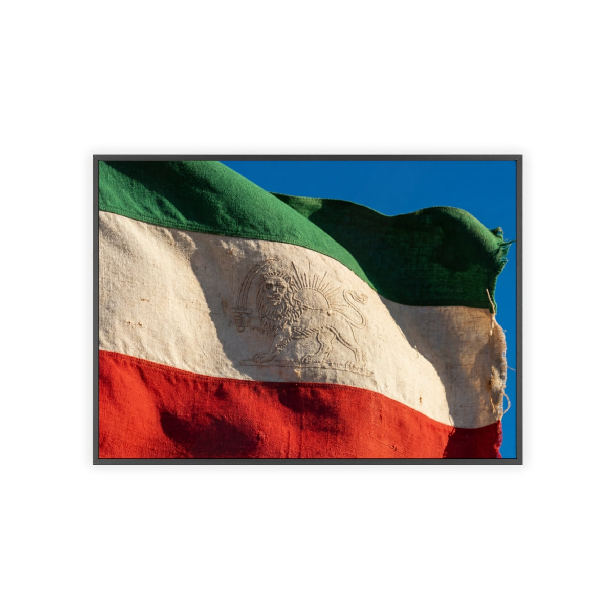 Wood Framed Poster - Vintage Flag — Landscape