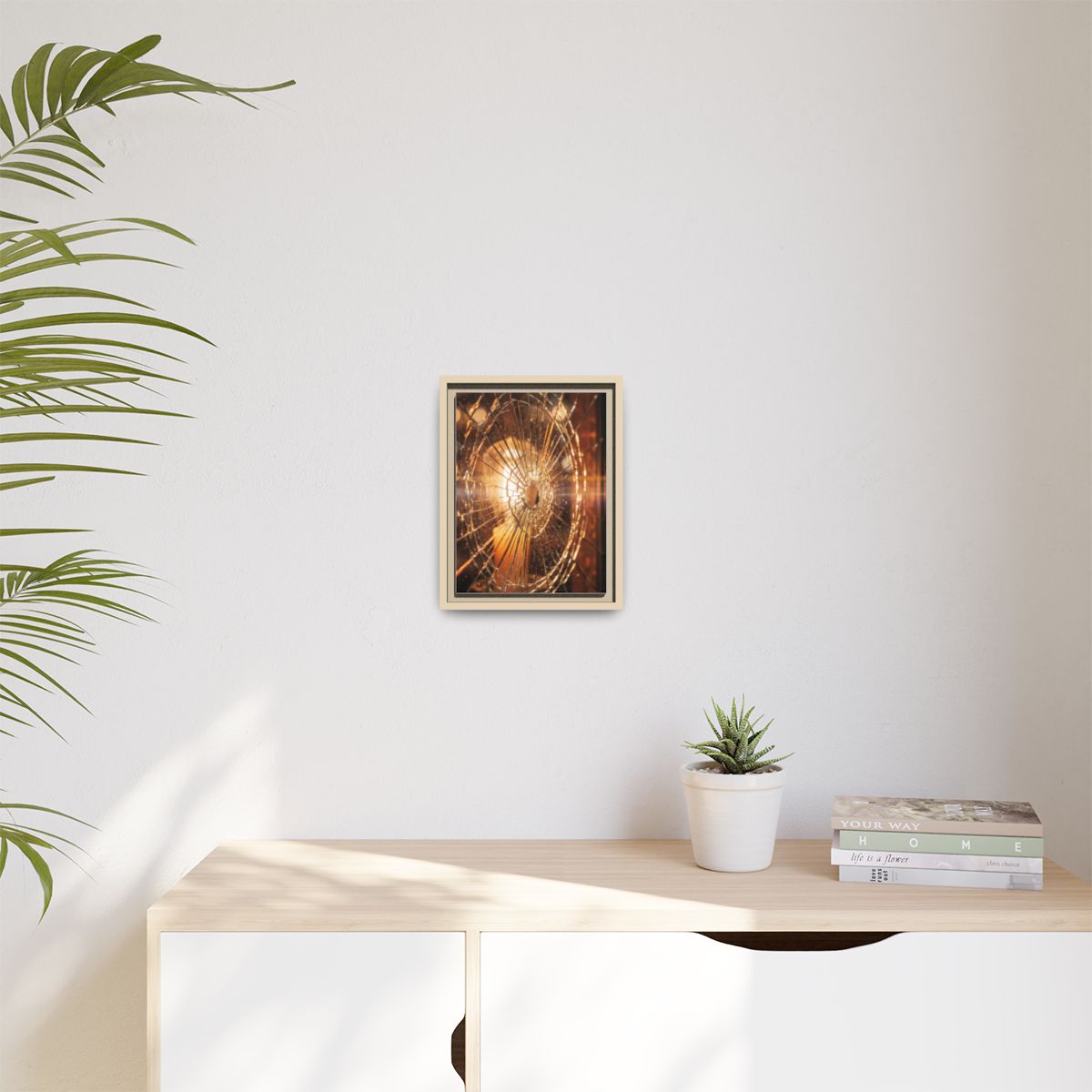 Matte Canvas, Framed - Golden Fractured Art — Natural /... |...