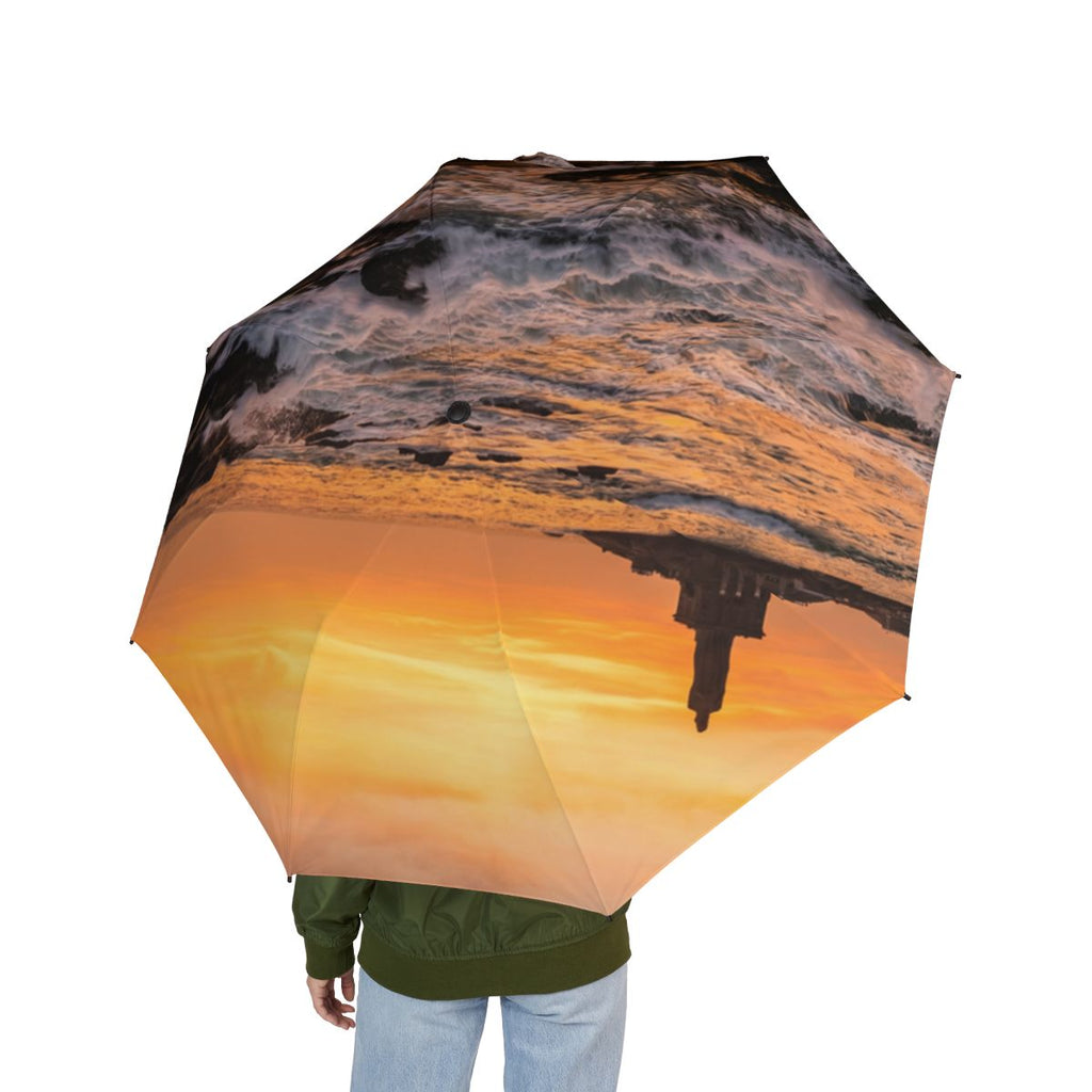 Foldable Umbrella - Golden Ocean Storm