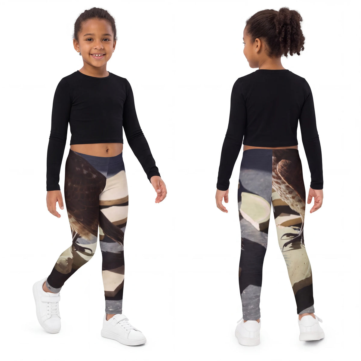 Kids Leggings with Raptor and Antiquity Art