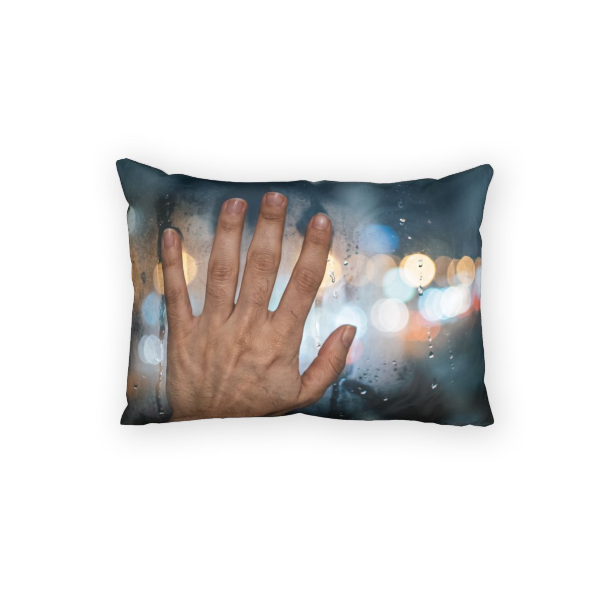 Cotton Pillow Sham Rainy City Window Art