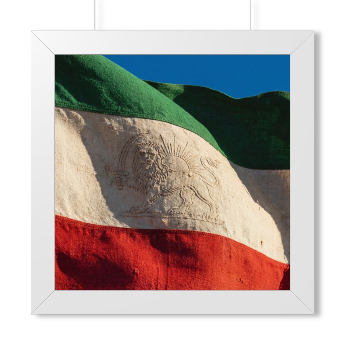 Framed Horizontal Poster - Vintage Persian Lion and Sun Flag...