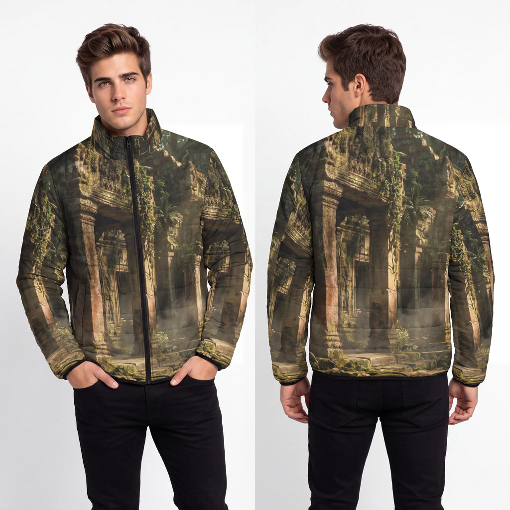 Men's Puffer Jacket - Forest Temple | Echovira Gallery