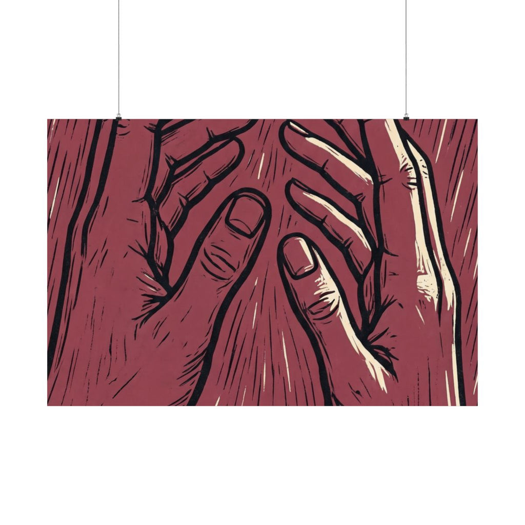 Matte Horizontal Poster - Crimson Hands (10×8 & 54×36) |...