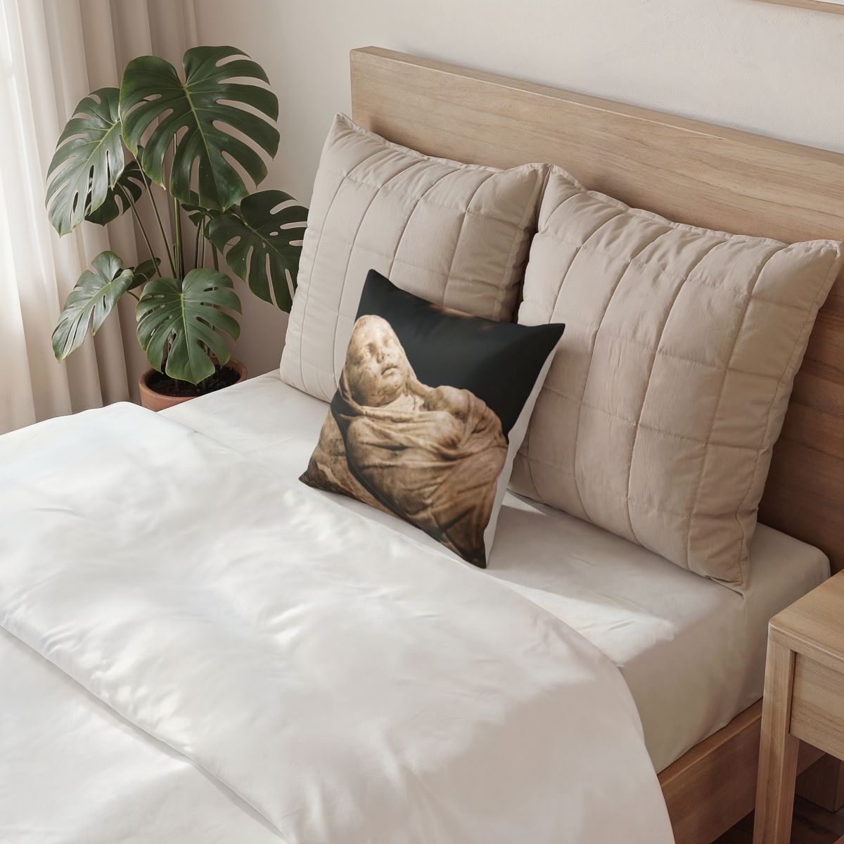 Poly Velvet Pillow - Slumbering Innocence Classical Marble...