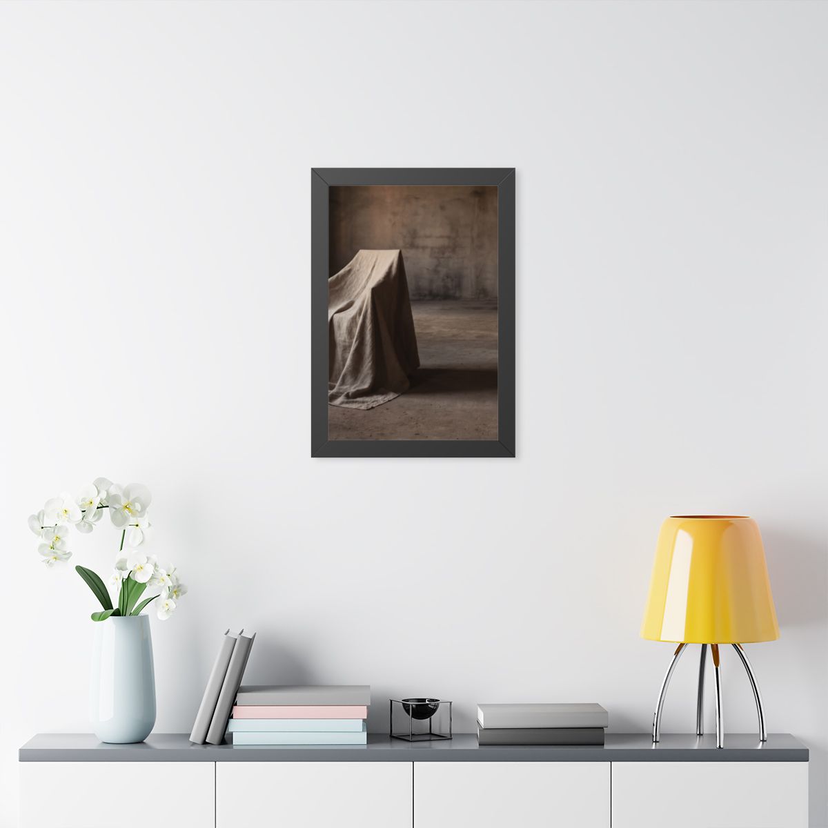Framed Vertical Poster - Draped Silence Still Life Art... |...
