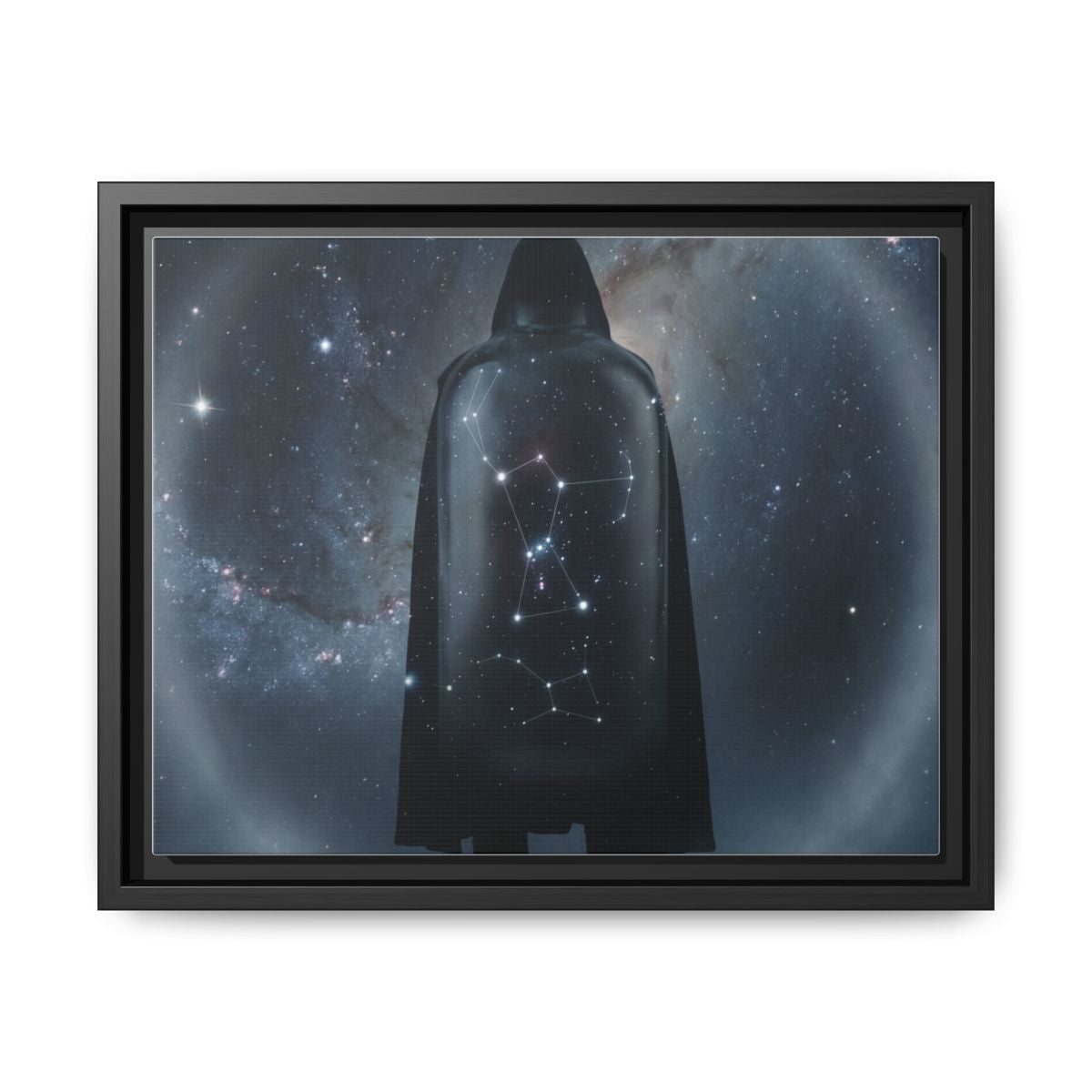 Framed Matte Canvas - Cosmic Sentinel — Black / 1.25" (10×8, 12×9, 14×11, 16×12, 20×10, 18×12, 20×16, 24×16, 24×18, 36×12, 24×20, 32×16, 30×20, 30×24, 32×24, 48×16, 36×24, 48×24, 40×30, 60×20, 48×32, 60×30 & 60×40)