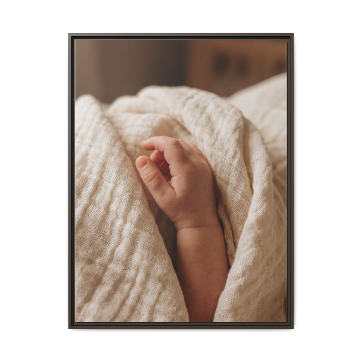 Framed Matte Canvas - Tender Newborn Hand (8×10, 9×12... |...