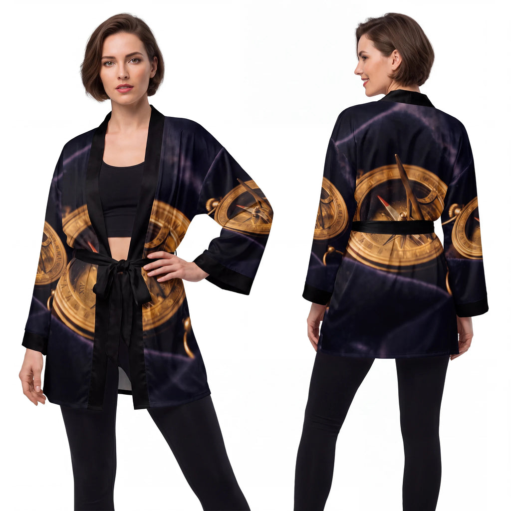 Sundial Compass Long Sleeve Kimono Robe